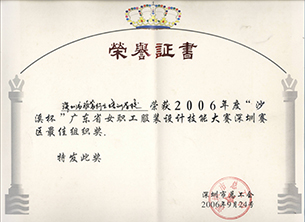 廣東省女職工服裝設計大賽最佳組織獎（2006）