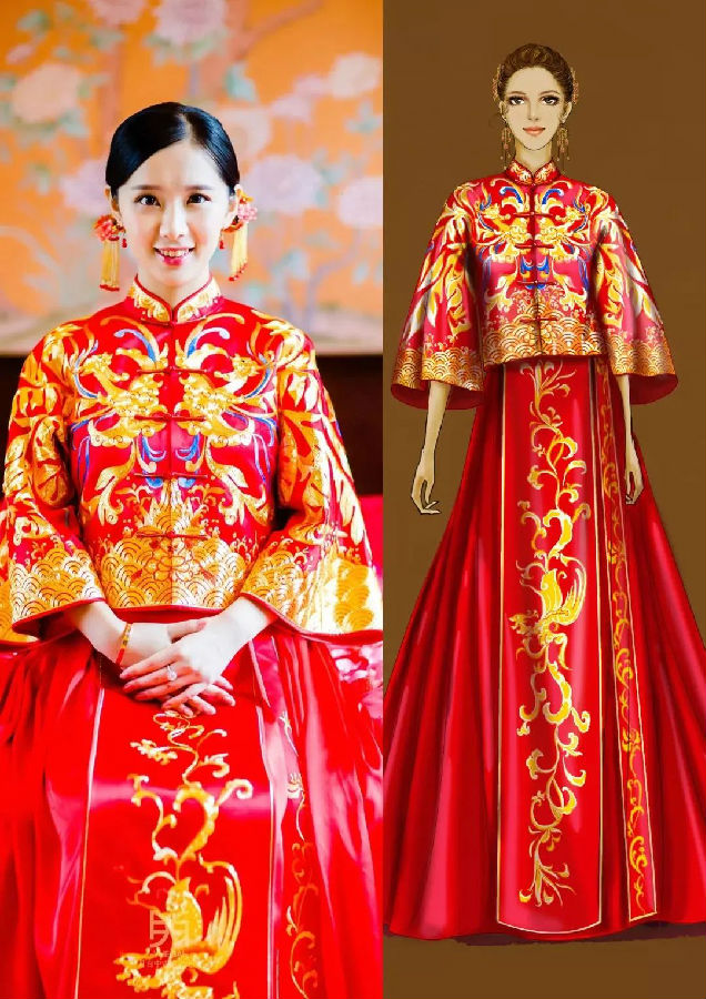 時裝畫欣賞丨中式婚禮禮服與西式禮服 服裝效果圖